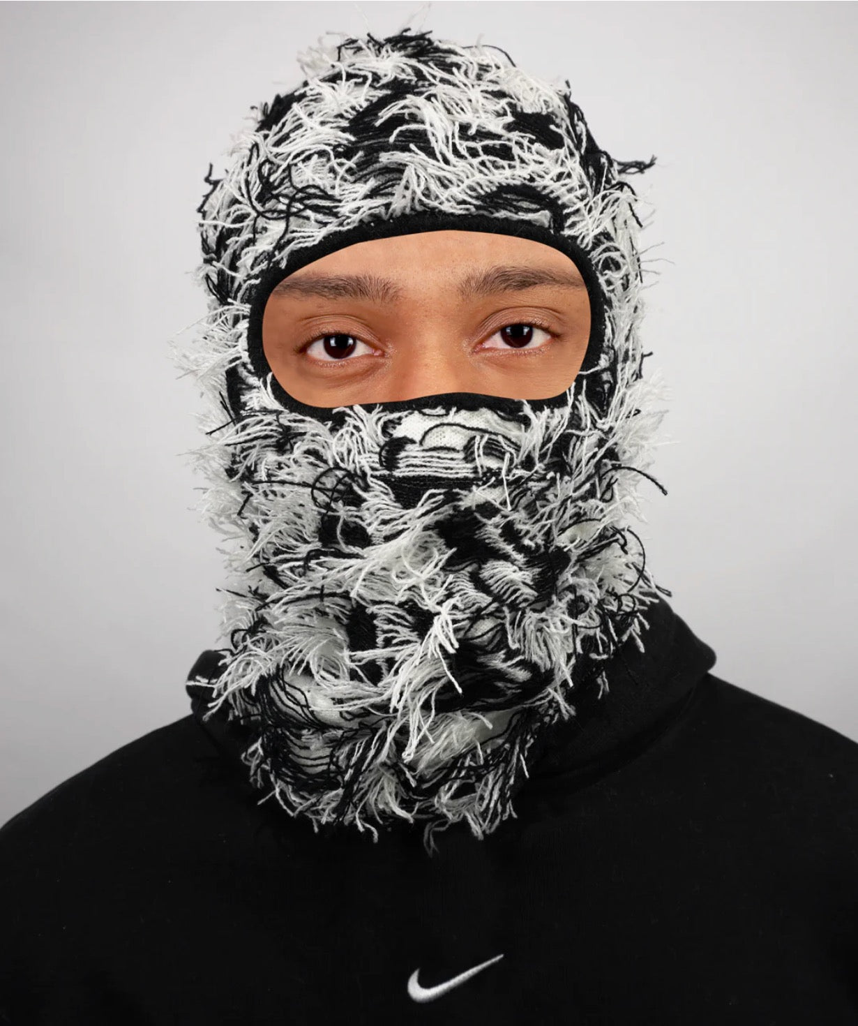 Distressed Black&White Balaclava