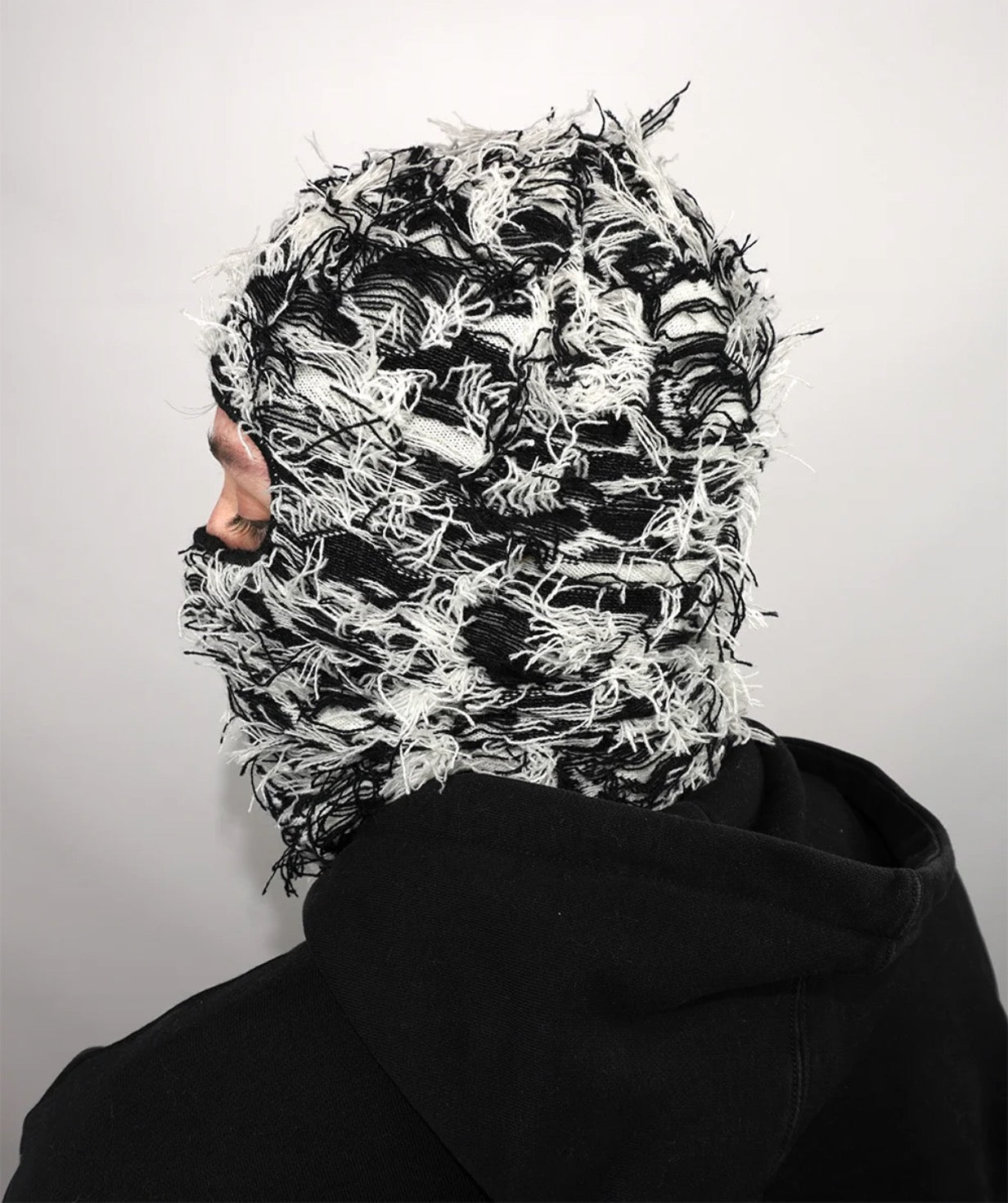 Distressed Black&White Balaclava